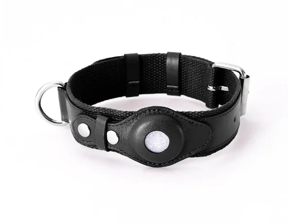 Heavy Duty Leather Collar W/ Airtag